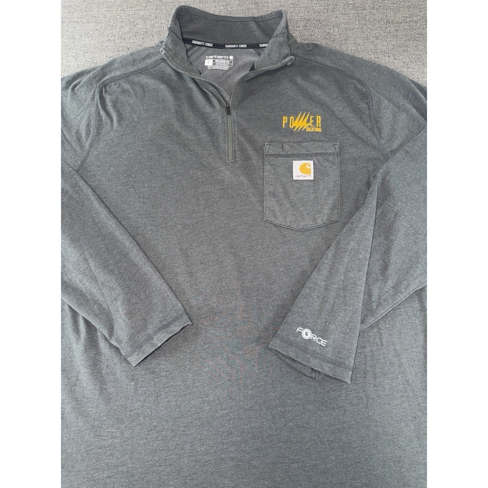 Carhartt Force Men's Large 1/4 Zip Pullover Shirt Gray Relaxed Fit Pocket Logo - Picture 3 of 9